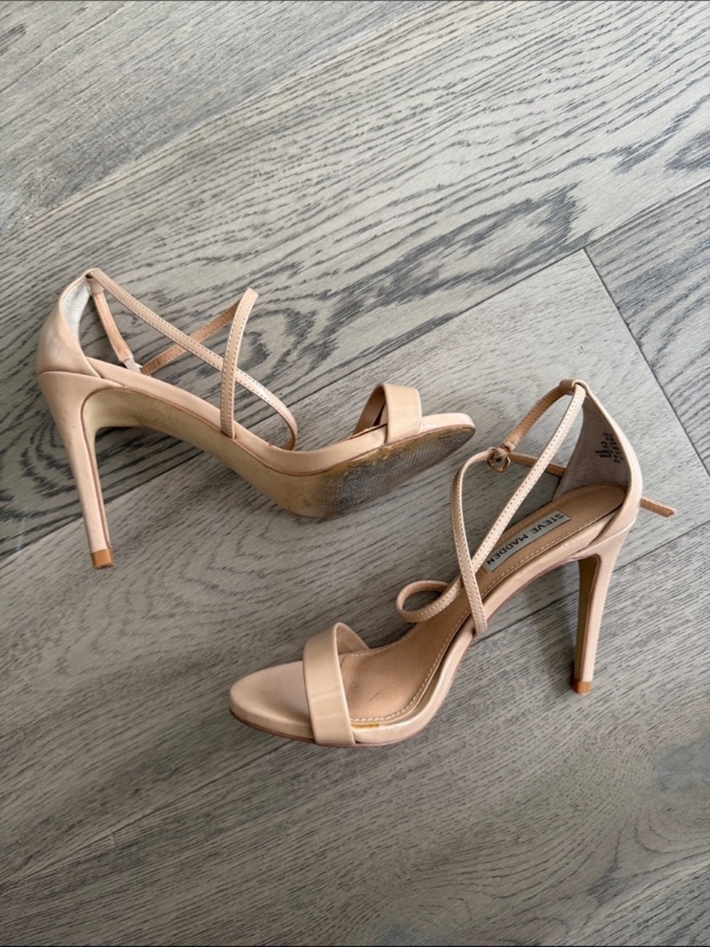 Steve Madden Blush Nude Crisscross Strap Stiletto Sandals